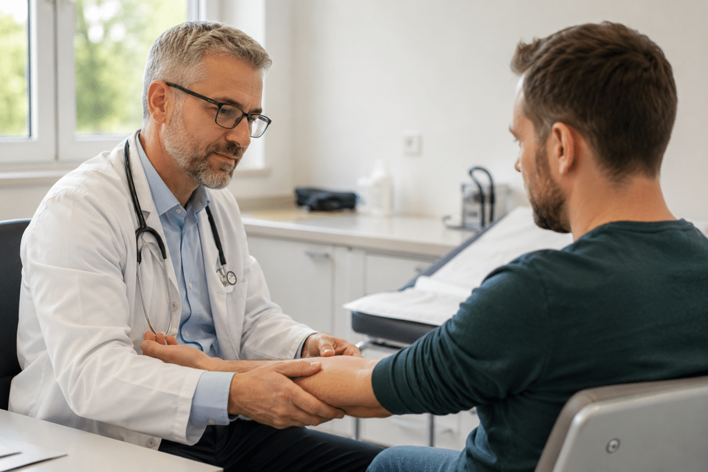 Médecin examinant une personne après une agression